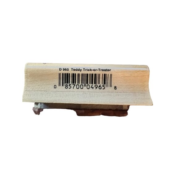 RARE Hero Arts D 965 Teddy Trick-Or-Treater Wood Mounted Rubber Stamp - Picture 3 of 5